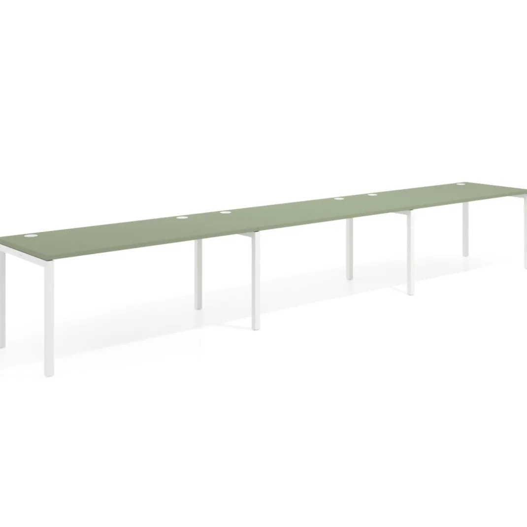 Mesa de oficina progresiva triple Kube, fondo 80cm, estructura blanca