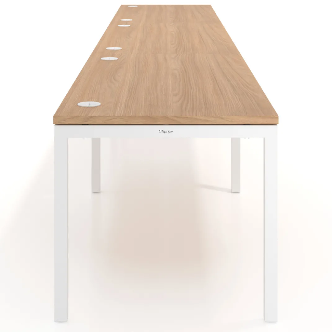 Mesa de oficina progresiva triple Kube, fondo 80cm, estructura blanca