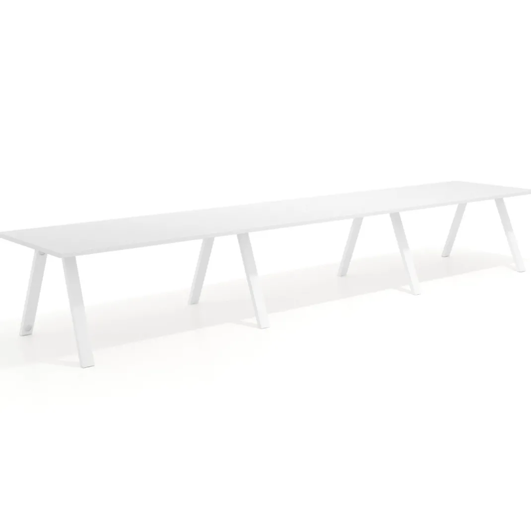 Mesa de oficina progresiva UvePro triple, fondo 100cm, estructura blanca