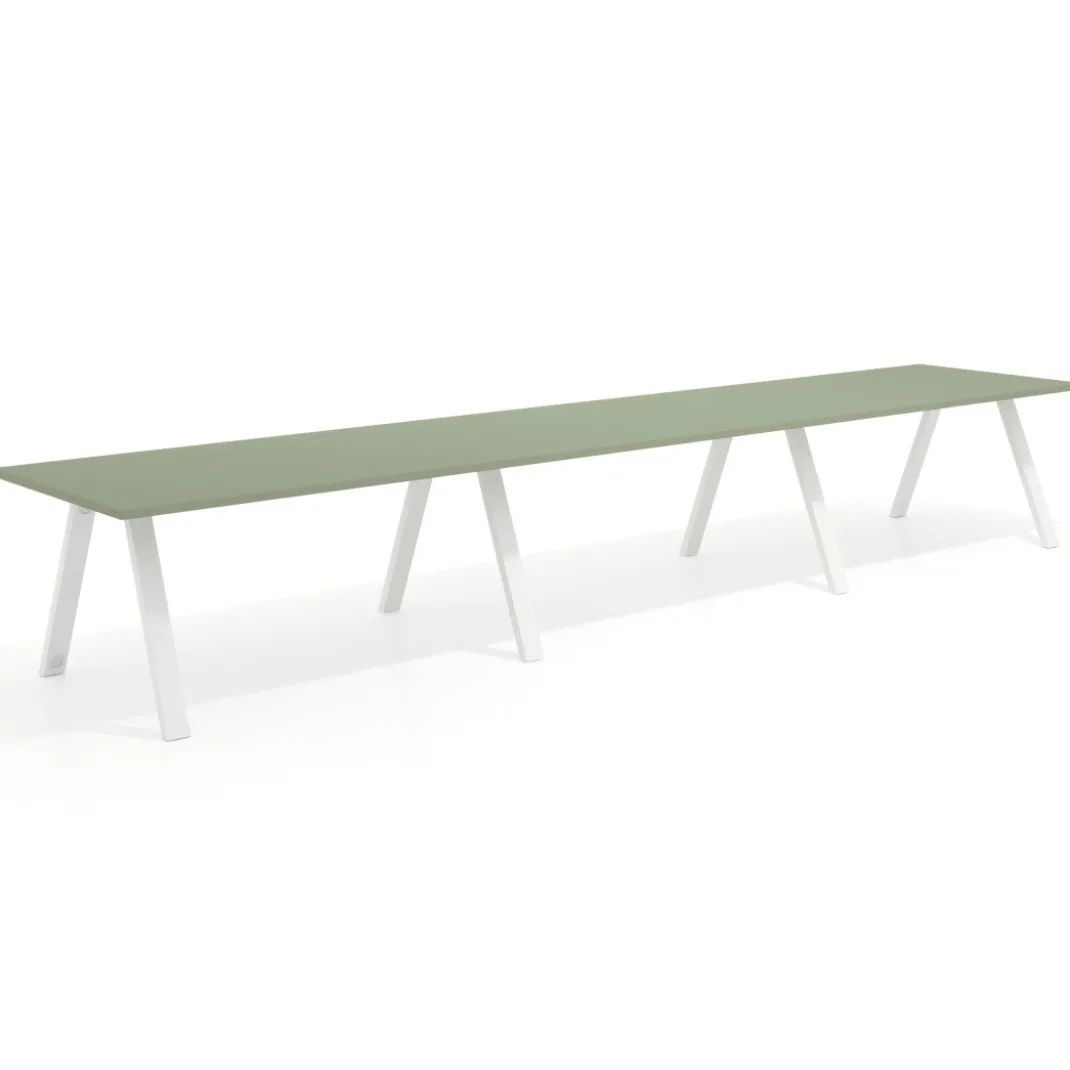 Mesa de oficina progresiva UvePro triple, fondo 100cm, estructura blanca