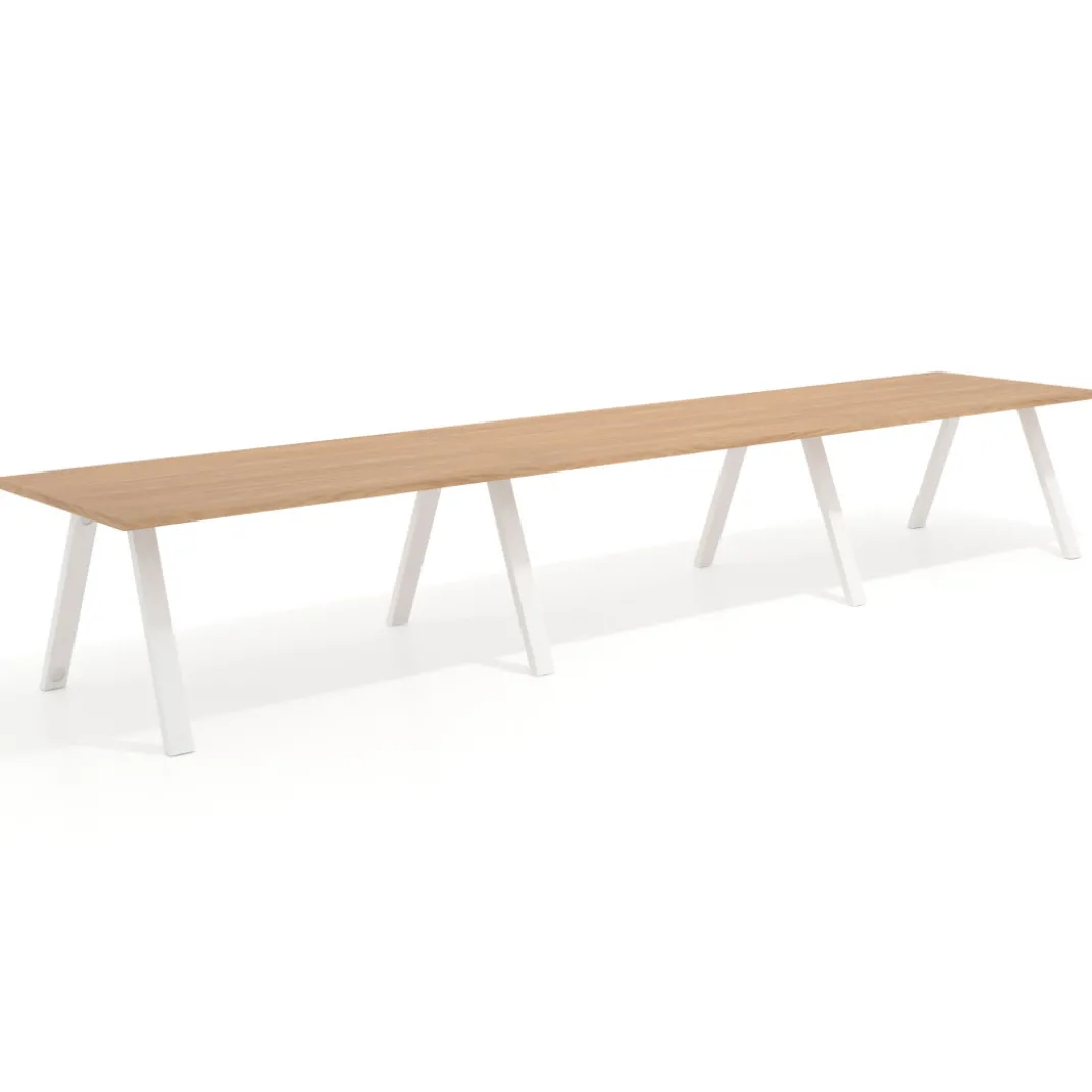 Mesa de oficina progresiva UvePro triple, fondo 100cm, estructura blanca