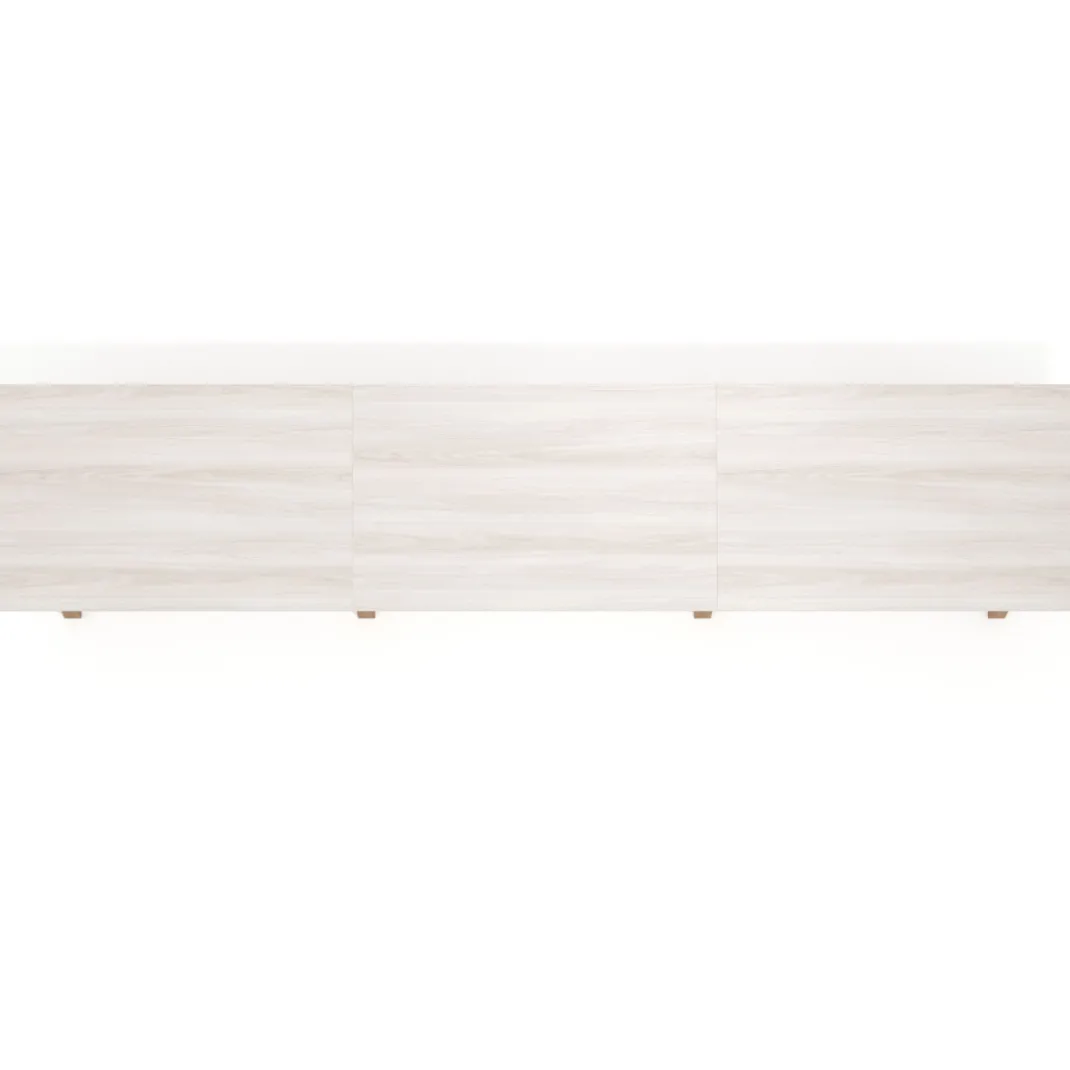 Mesa de oficina progresiva UvePro triple, fondo 100cm, estructura blanca, patas de madera