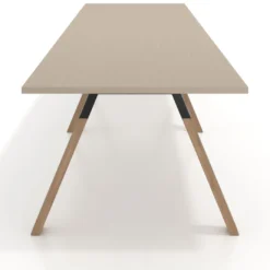 Mesa de oficina progresiva UvePro doble, fondo 100cm, estructura negra, patas de madera