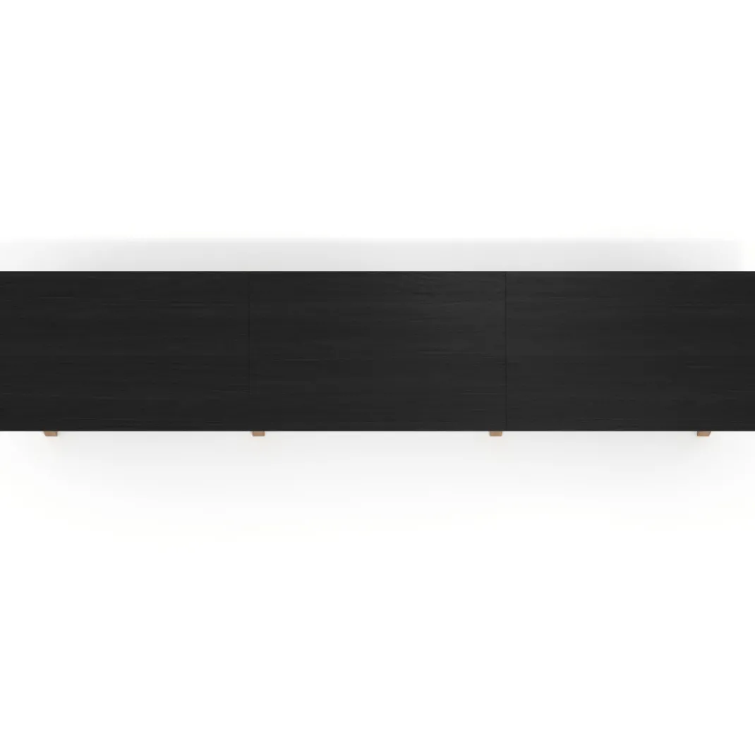 Mesa de oficina progresiva UvePro triple, fondo 100cm, estructura negra, patas de madera