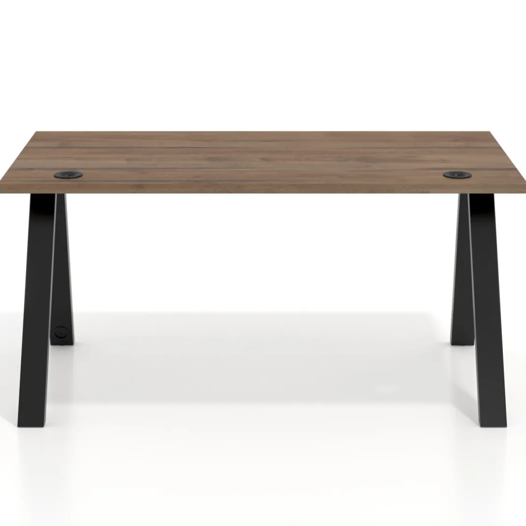 Mesa de oficina UvePro fondo 80cm, estructura negra con patas de metal