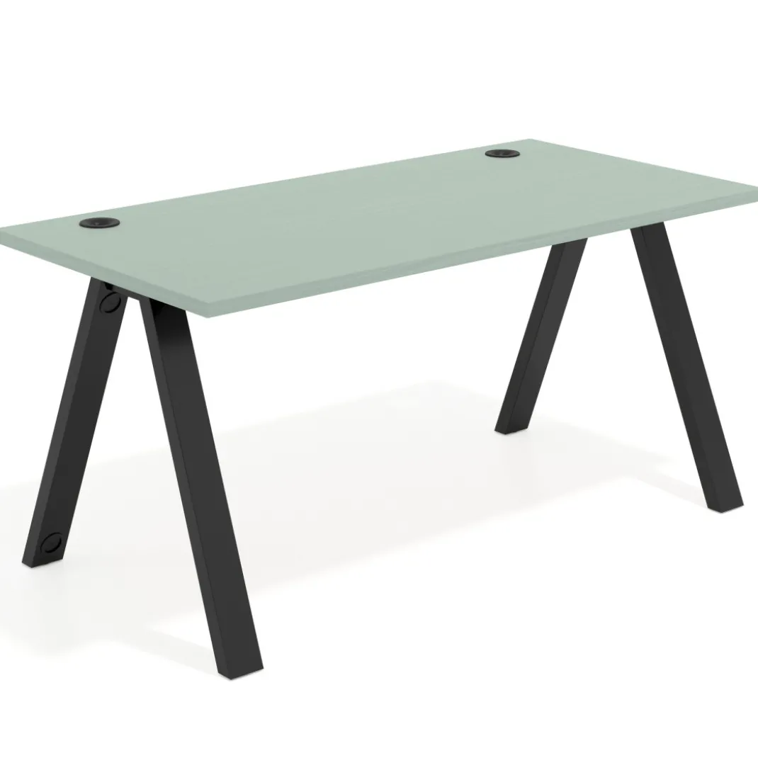 Mesa de oficina UvePro fondo 80cm, estructura negra con patas de metal