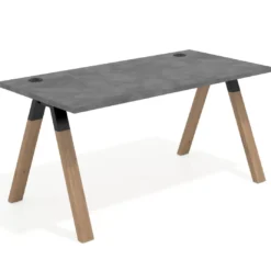 Mesa de oficina UvePro fondo 80cm, estructura negra con patas de madera