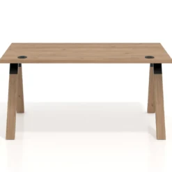 Mesa de oficina UvePro fondo 80cm, estructura negra con patas de madera