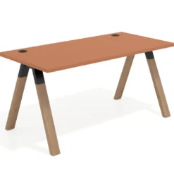 Mesa de oficina UvePro fondo 80cm, estructura negra con patas de madera