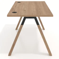 Mesa de oficina UvePro fondo 80cm, estructura negra con patas de madera