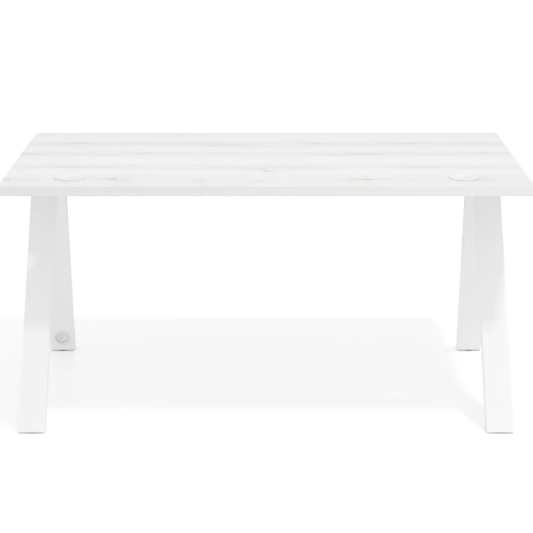 Mesa de oficina UvePro fondo 80cm, estructura blanca con patas de metal