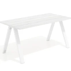 Mesa de oficina UvePro fondo 80cm, estructura blanca con patas de metal