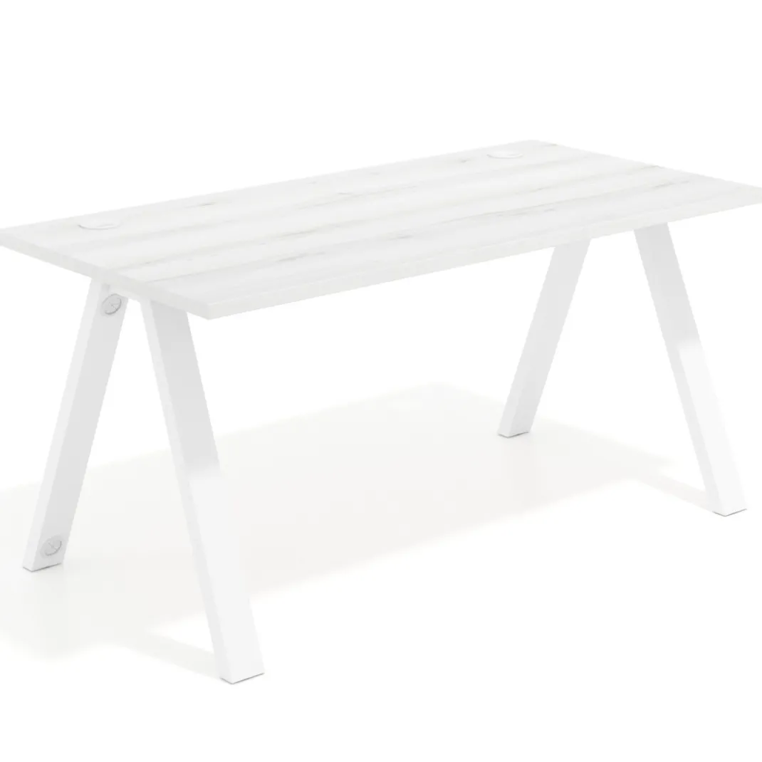 Mesa de oficina UvePro fondo 80cm, estructura blanca con patas de metal