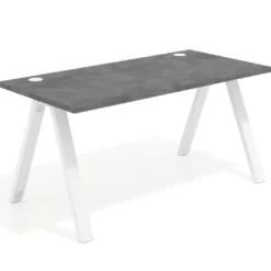 Mesa de oficina UvePro fondo 80cm, estructura blanca con patas de metal