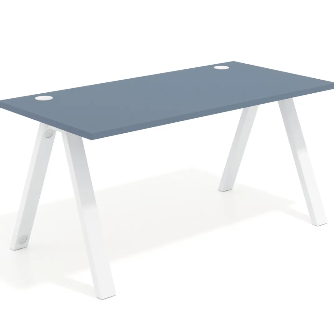 Mesa de oficina UvePro fondo 80cm, estructura blanca con patas de metal
