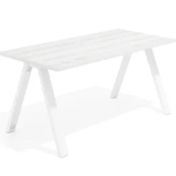 Mesa de oficina UvePro fondo 80cm, estructura blanca con patas de metal