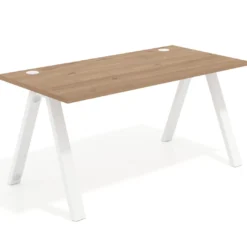Mesa de oficina UvePro fondo 80cm, estructura blanca con patas de metal