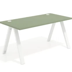 Mesa de oficina UvePro fondo 80cm, estructura blanca con patas de metal
