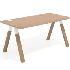 Mesa de oficina UvePro, sobre ergonómico 80cm, estructura blanca con patas de madera