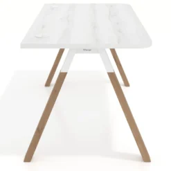 Mesa de oficina UvePro, sobre ergonómico 80cm, estructura blanca con patas de madera