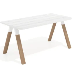 Mesa de oficina UvePro, sobre ergonómico 80cm, estructura blanca con patas de madera