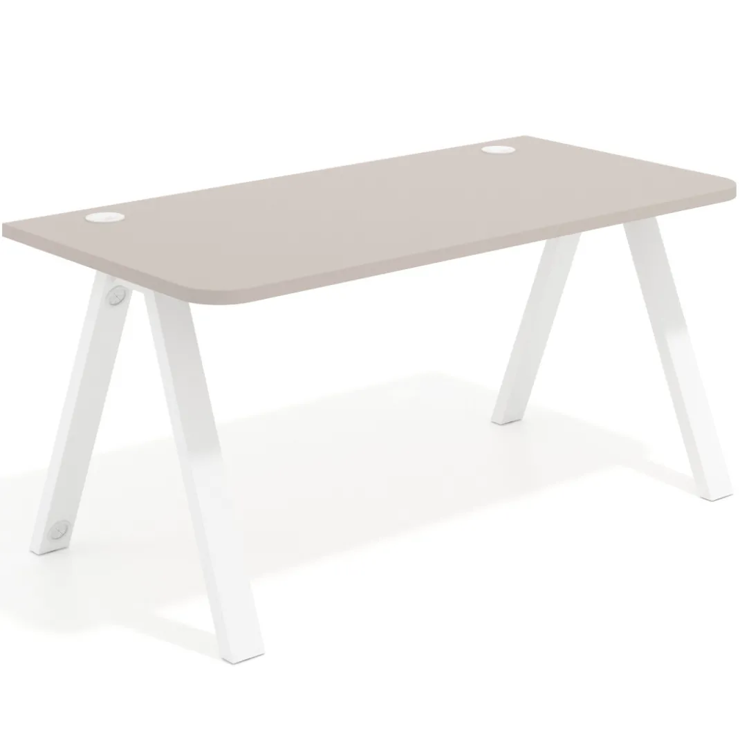 Mesa de oficina UvePro, sobre ergonómico 80cm, estructura blanca con patas metálicas