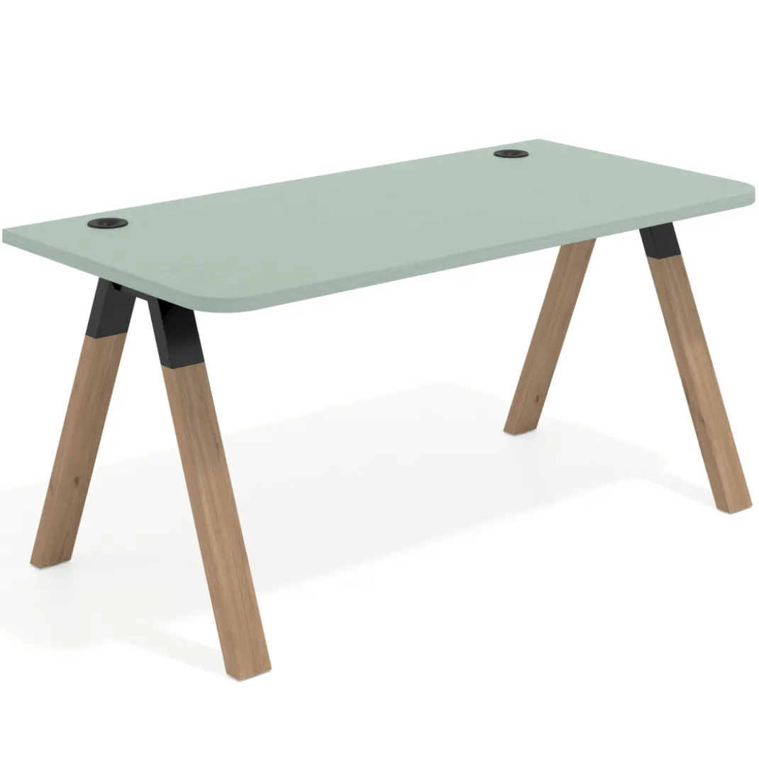 Mesa de oficina UvePro, sobre ergonómico 80cm, estructura negra con patas de madera