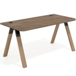 Mesa de oficina UvePro, sobre ergonómico 80cm, estructura negra con patas de madera