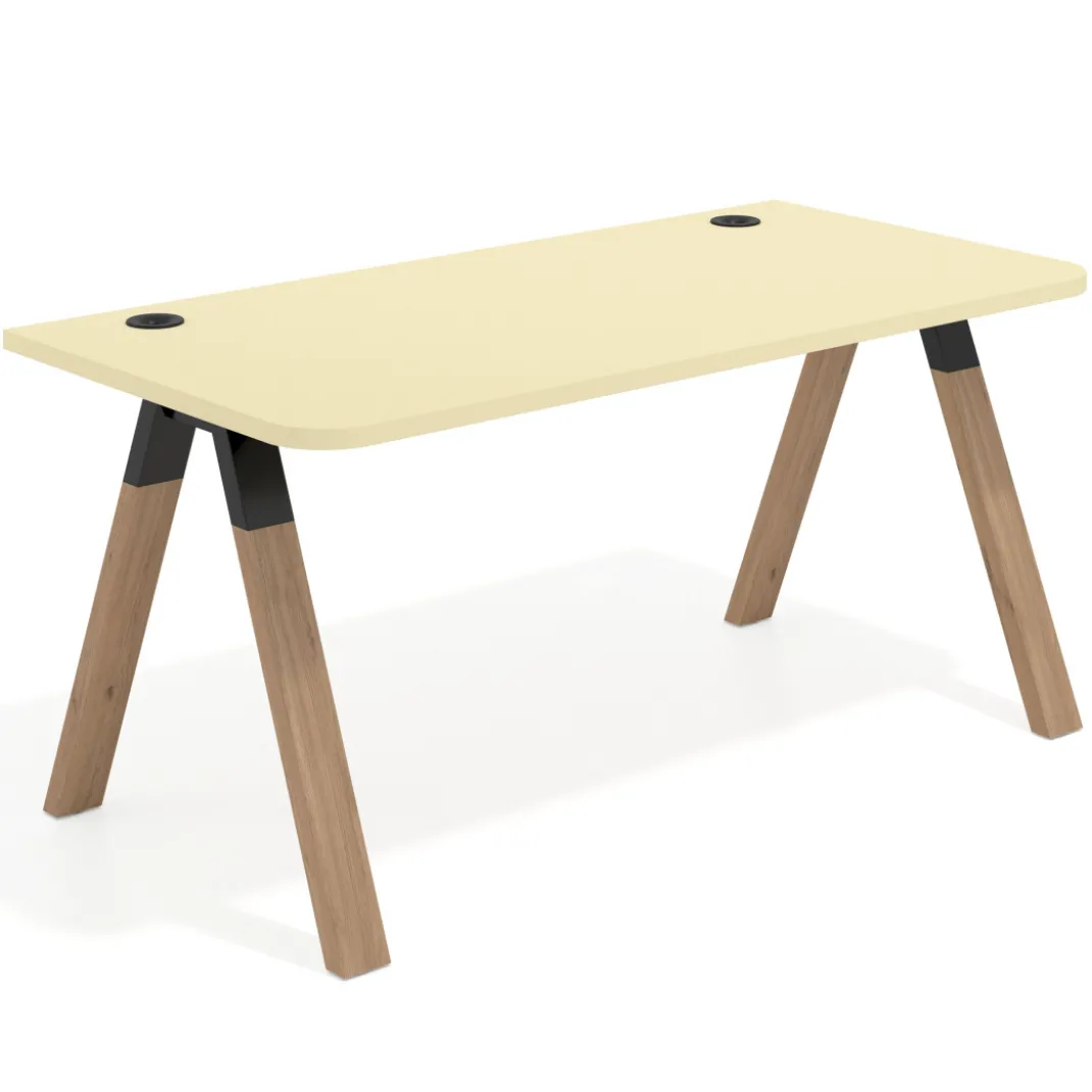 Mesa de oficina UvePro, sobre ergonómico 80cm, estructura negra con patas de madera