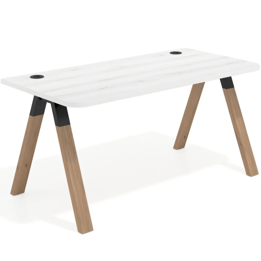 Mesa de oficina UvePro, sobre ergonómico 80cm, estructura negra con patas de madera