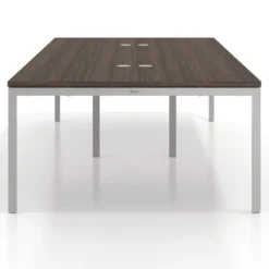 Mesa de reuniones doble Kube, encimera continua, fondo 142 cm, estructura aluminio