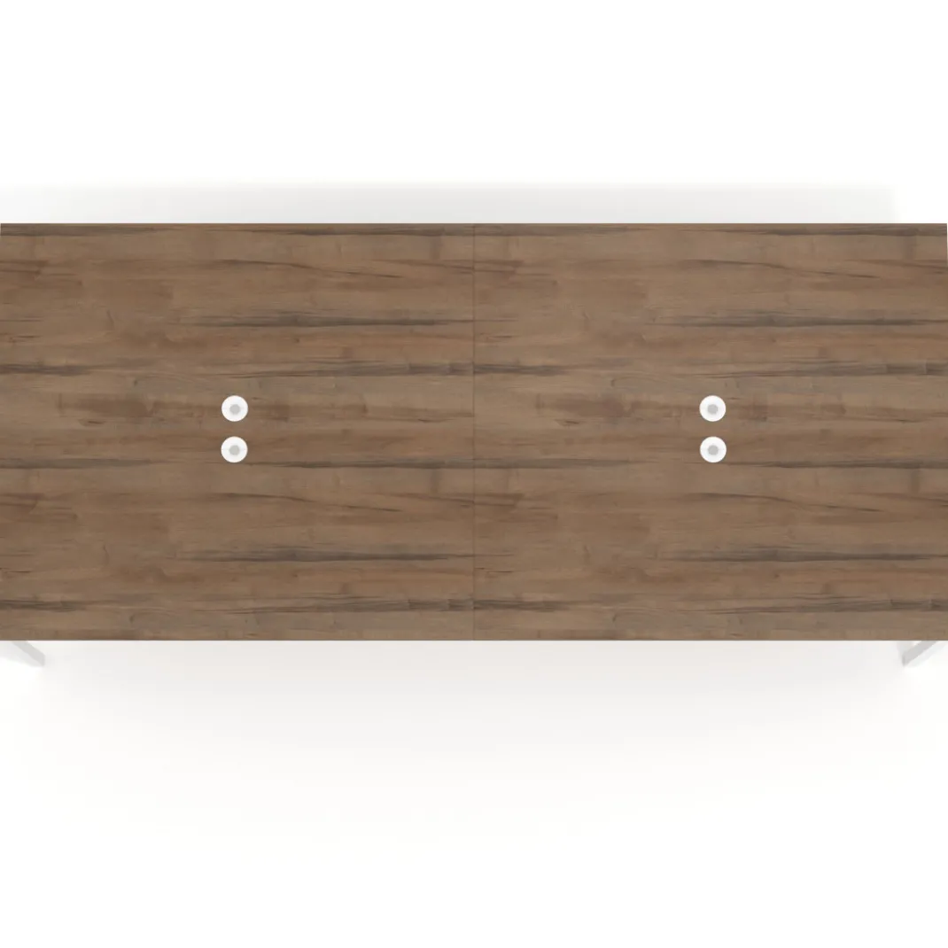 Mesa de reuniones doble Kube, encimera continua, fondo 142 cm, estructura blanca