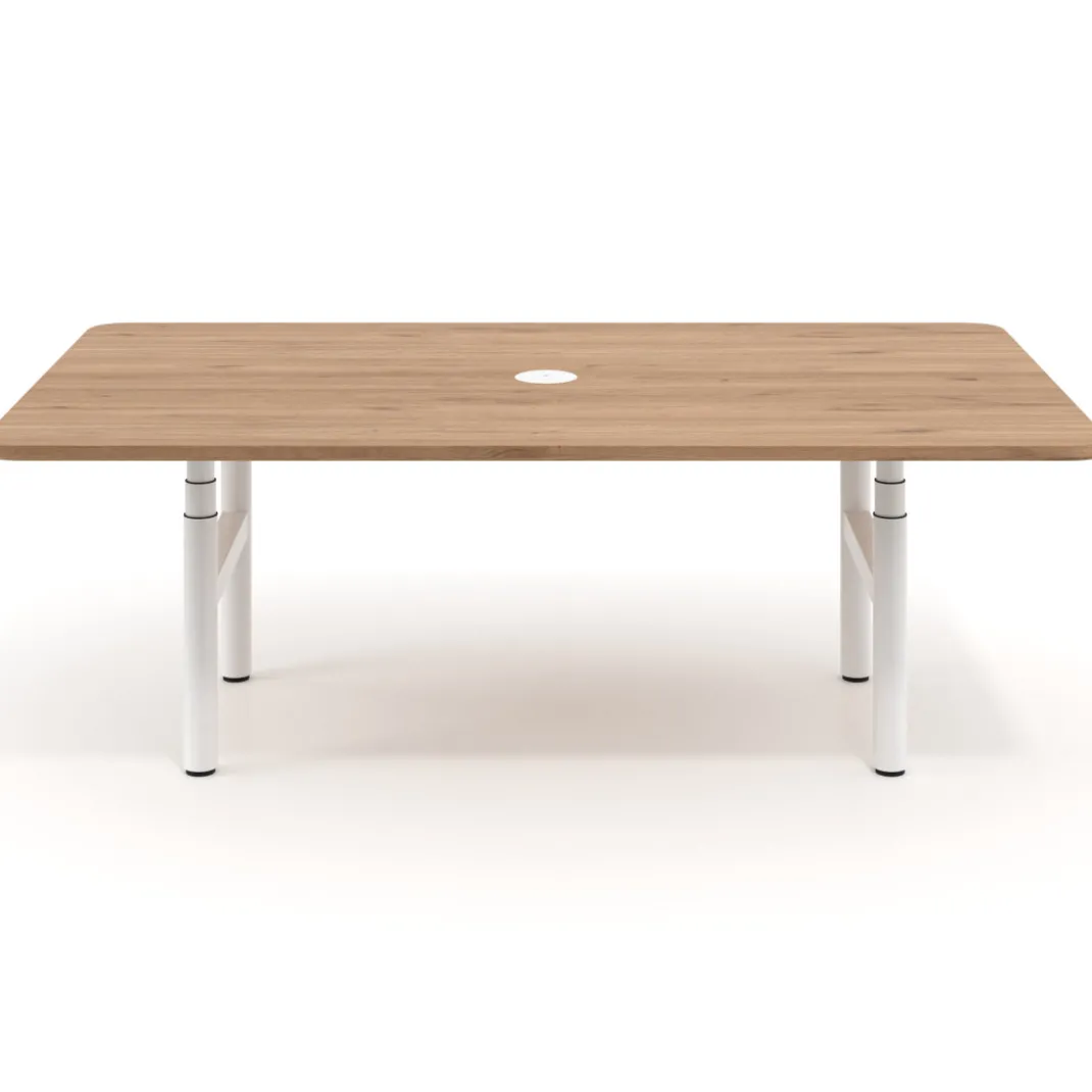 Mesa de Reuniones Elevable Erghos Core estructura blanca canto curvo