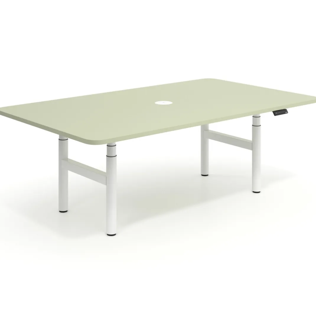 Mesa de Reuniones Elevable Erghos Core estructura blanca canto curvo