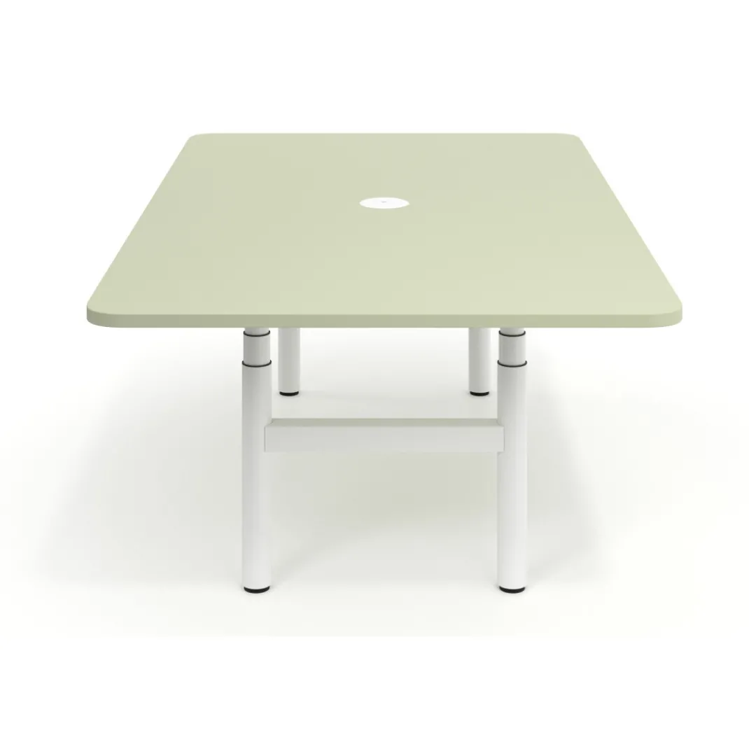 Mesa de Reuniones Elevable Erghos Core estructura blanca canto curvo