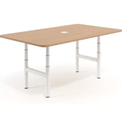 Mesa de Reuniones Elevable Erghos Core estructura blanca canto curvo