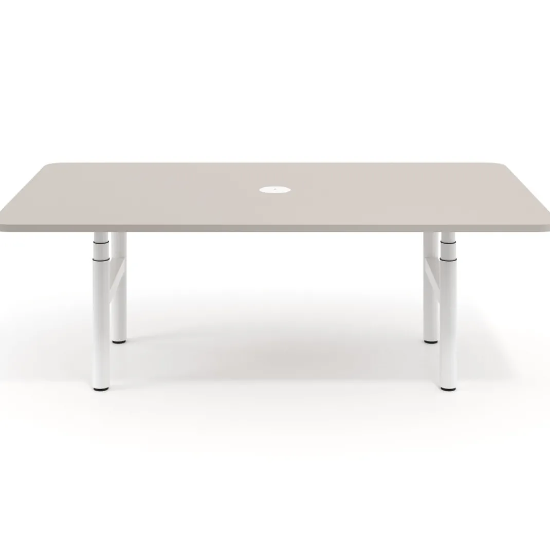 Mesa de Reuniones Elevable Erghos Core estructura blanca canto curvo