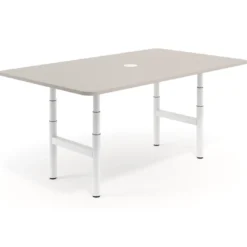 Mesa de Reuniones Elevable Erghos Core estructura blanca canto curvo