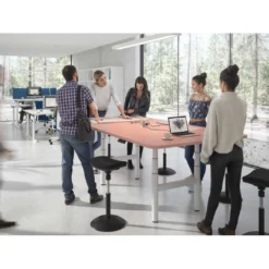 Mesa de Reuniones Elevable Erghos Core estructura blanca canto curvo