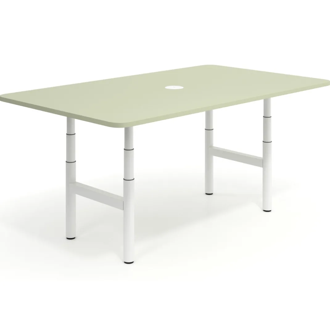 Mesa de Reuniones Elevable Erghos Core estructura blanca canto curvo