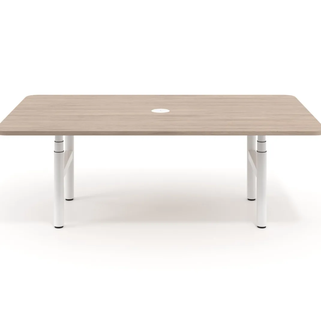 Mesa de Reuniones Elevable Erghos Core estructura blanca canto curvo