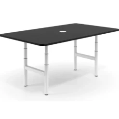 Mesa de Reuniones Elevable Erghos Core estructura blanca canto curvo