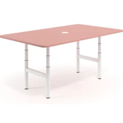 Mesa de Reuniones Elevable Erghos Core estructura blanca canto curvo