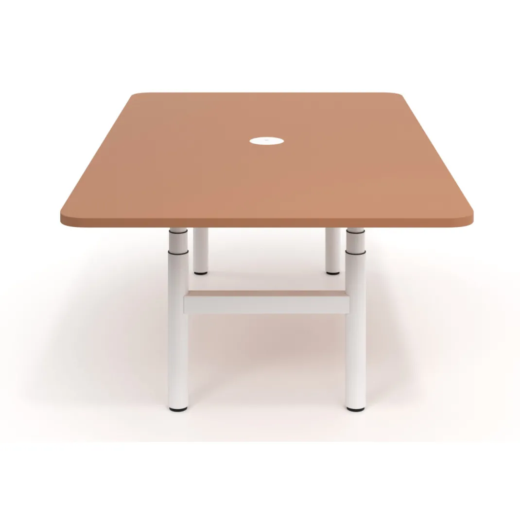 Mesa de Reuniones Elevable Erghos Core estructura blanca canto curvo