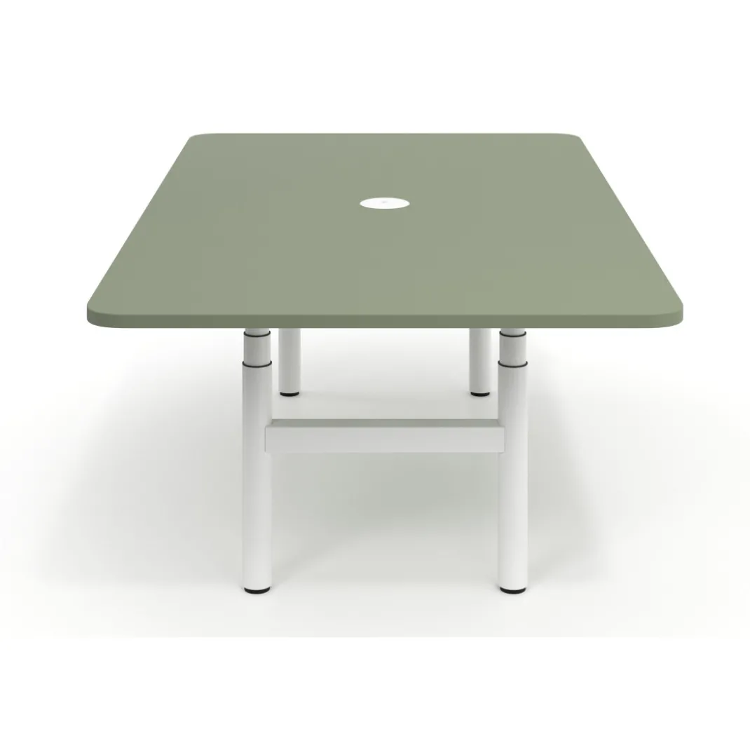 Mesa de Reuniones Elevable Erghos Core estructura blanca canto curvo