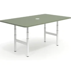 Mesa de Reuniones Elevable Erghos Core estructura blanca canto curvo