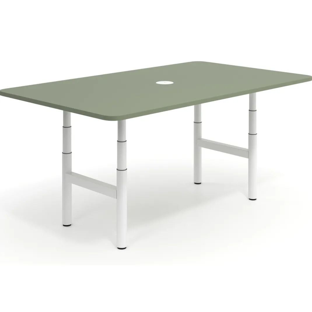 Mesa de Reuniones Elevable Erghos Core estructura blanca canto curvo