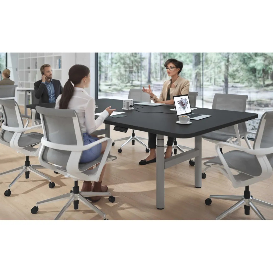 Mesa de Reuniones Elevable Erghos Core estructura aluminio canto curvo