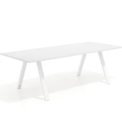 Mesa de reuniones rectangular UvePro fondo 100cm, estructura blanca