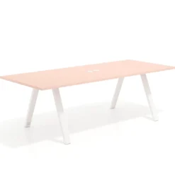 Mesa de reuniones rectangular UvePro fondo 100cm, estructura blanca